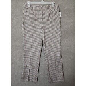 Talbots Dress Pants Womens 12 Black Brown Check Straight Leg Career Office NEW